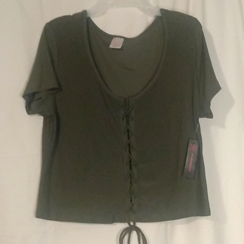 No Boundaries, Size XXL, Sage Color, Short Sleeves, Polyester Blouse